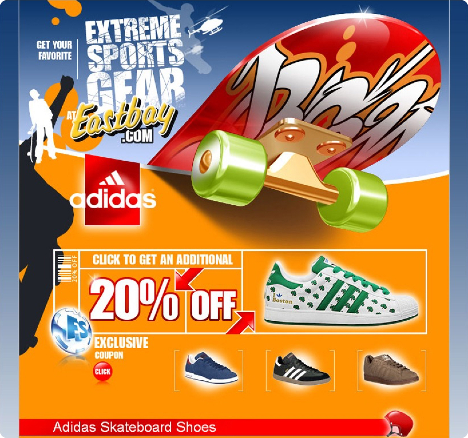 Landing page for Eastbay.com/Adidas