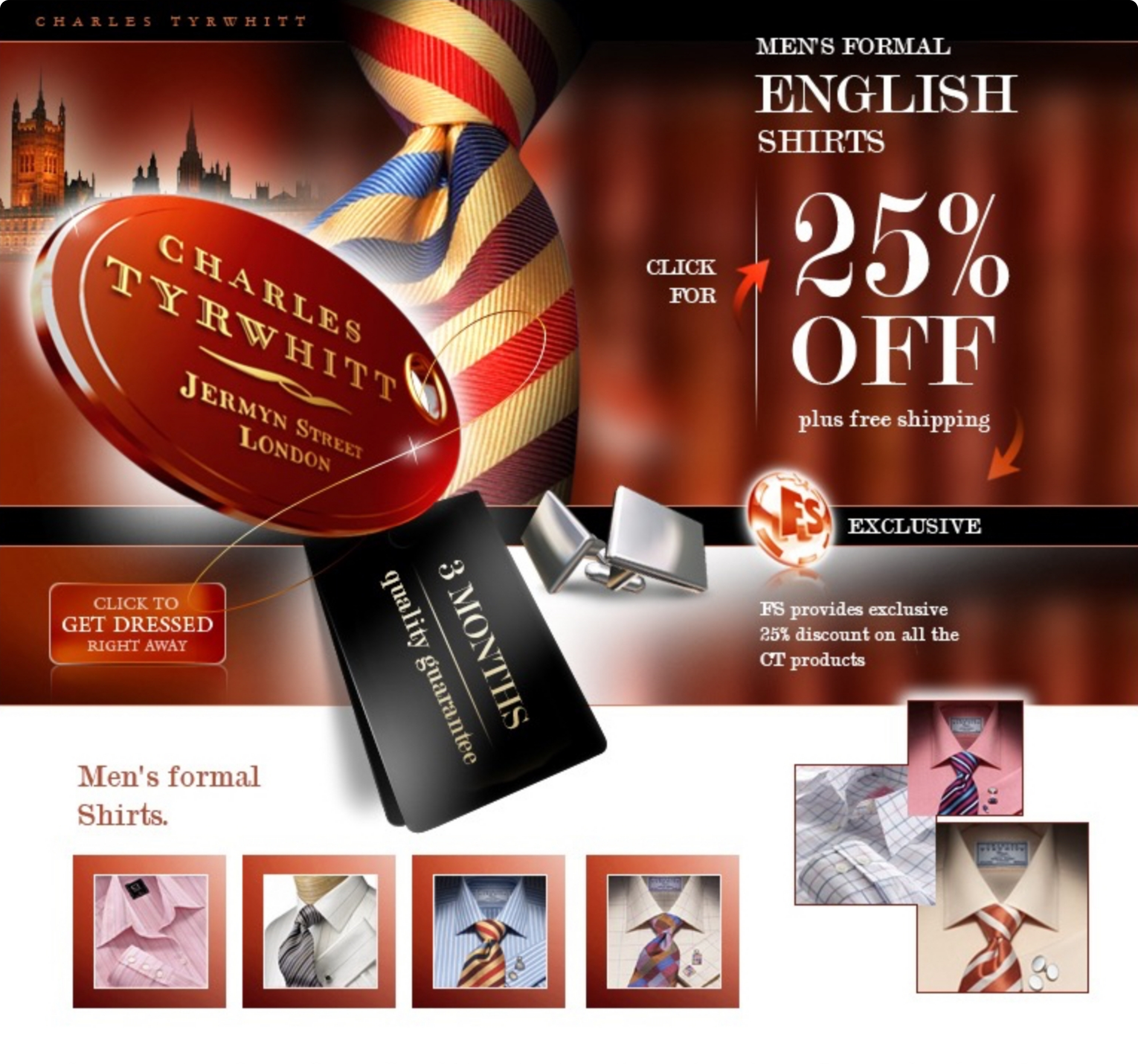 Landing page for Charles Tyrwhitt London