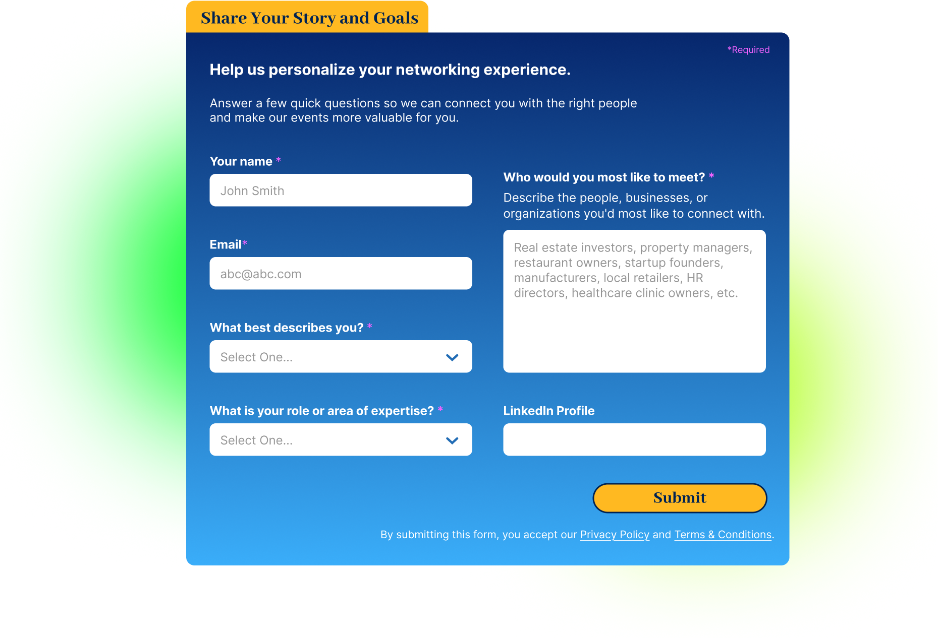 Personalization form