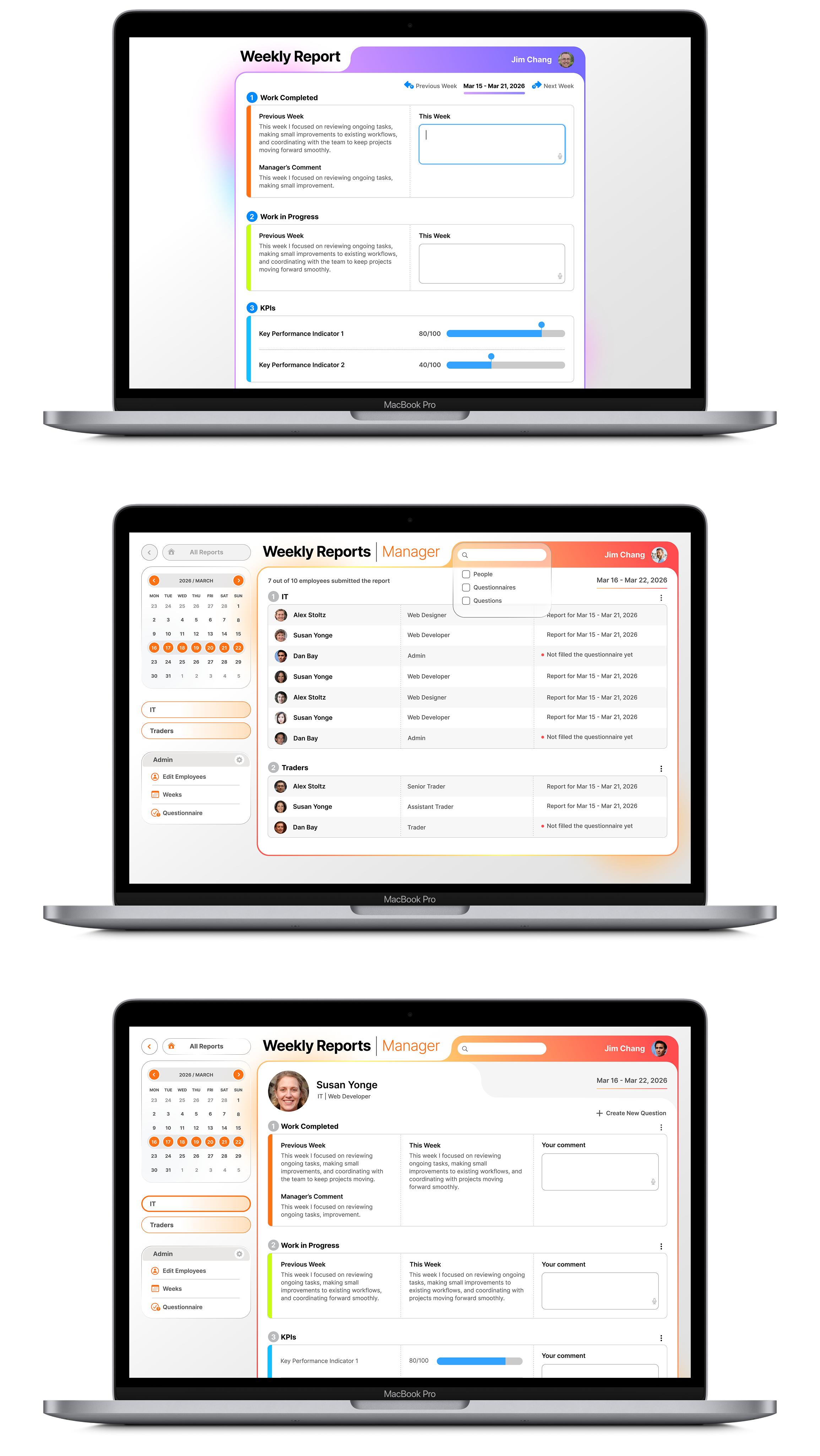 Weekly Reporting System UI